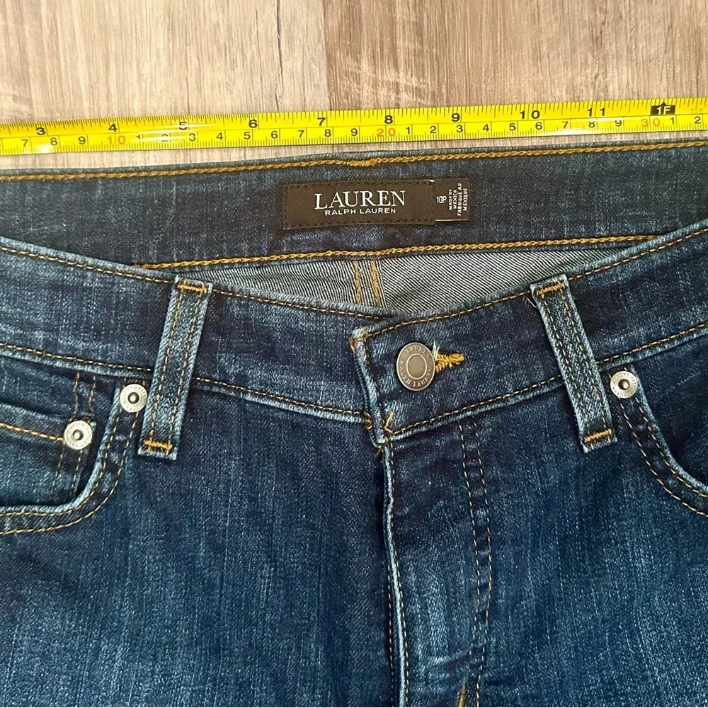 Lauren Ralph Lauren Blue Straight Leg Jeans Dark Wash 10 Petite Minimalist - Picture 5 of 11